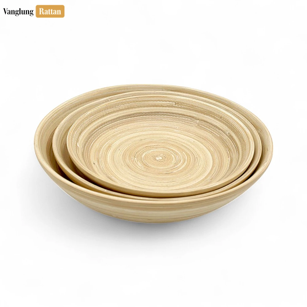Rattan Export Eco-Friendly Natural Coiled Bamboo Serving Bowl - REX-TW06BL0030
