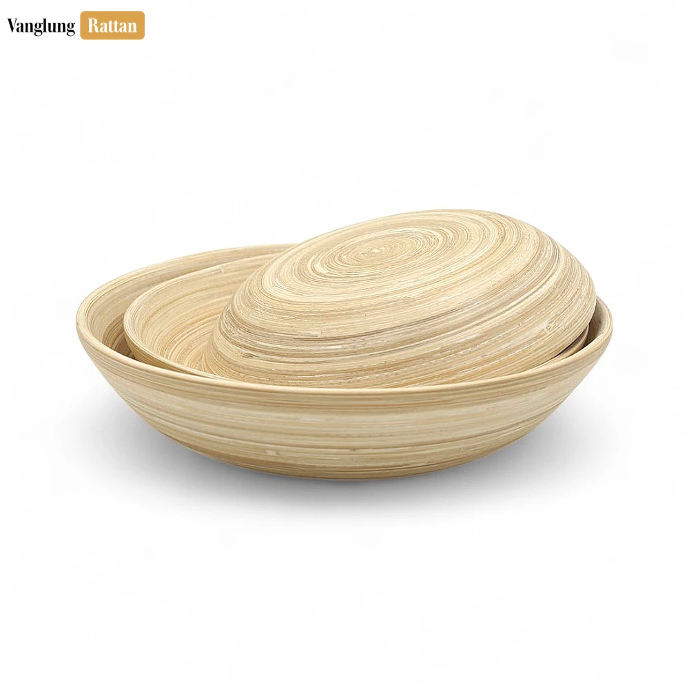 Rattan Export Eco-Friendly Natural Coiled Bamboo Serving Bowl - REX-TW06BL0030