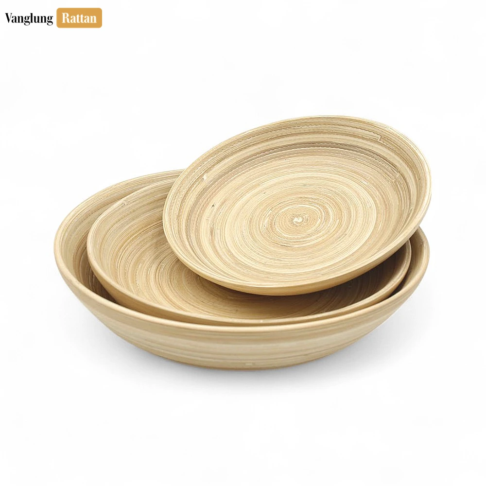 Rattan Export Eco-Friendly Natural Coiled Bamboo Serving Bowl - REX-TW06BL0030