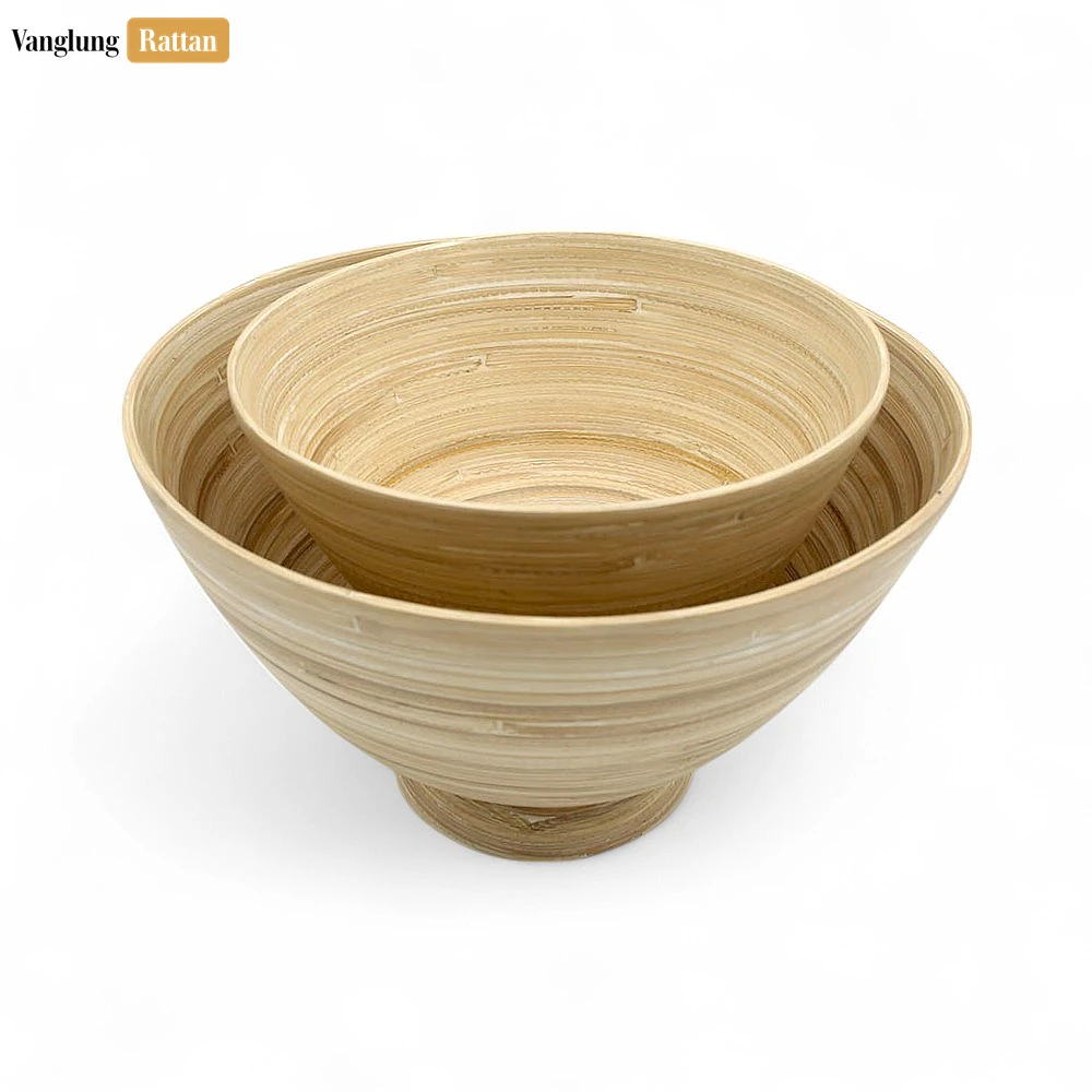 Rattan Export Natural Coiled Bamboo Pedestal Bowl - REX-TW06BL0028
