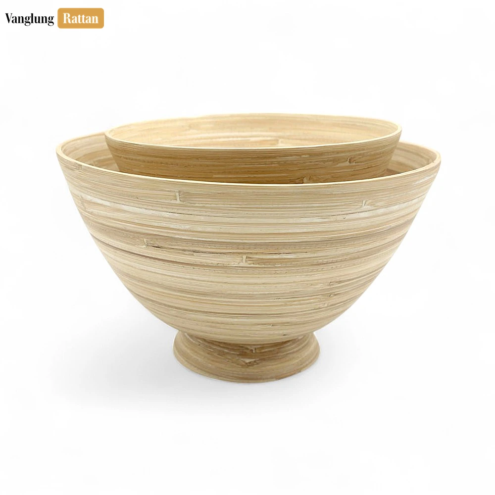Rattan Export Natural Coiled Bamboo Pedestal Bowl - REX-TW06BL0028