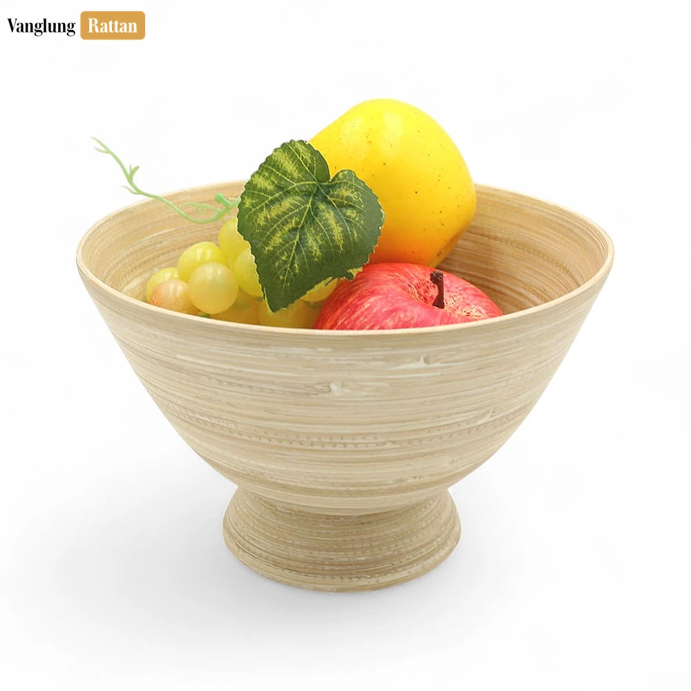 Rattan Export Natural Coiled Bamboo Pedestal Bowl - REX-TW06BL0028
