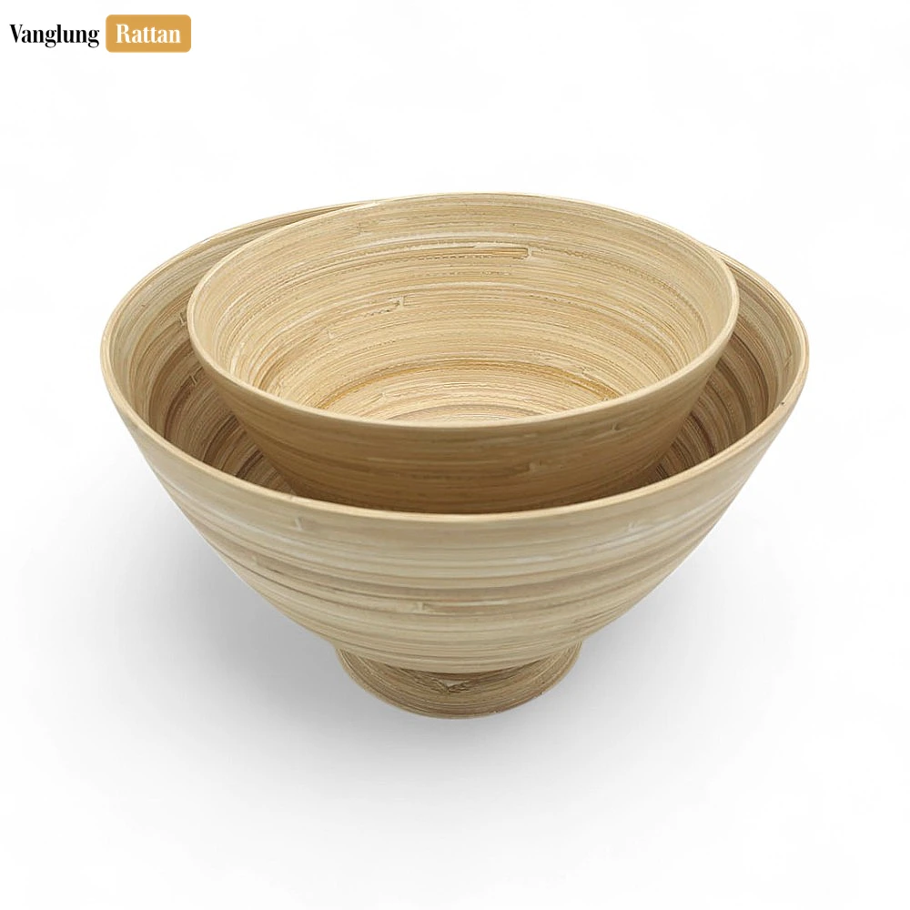 Rattan Export Natural Coiled Bamboo Pedestal Bowl - REX-TW06BL0028