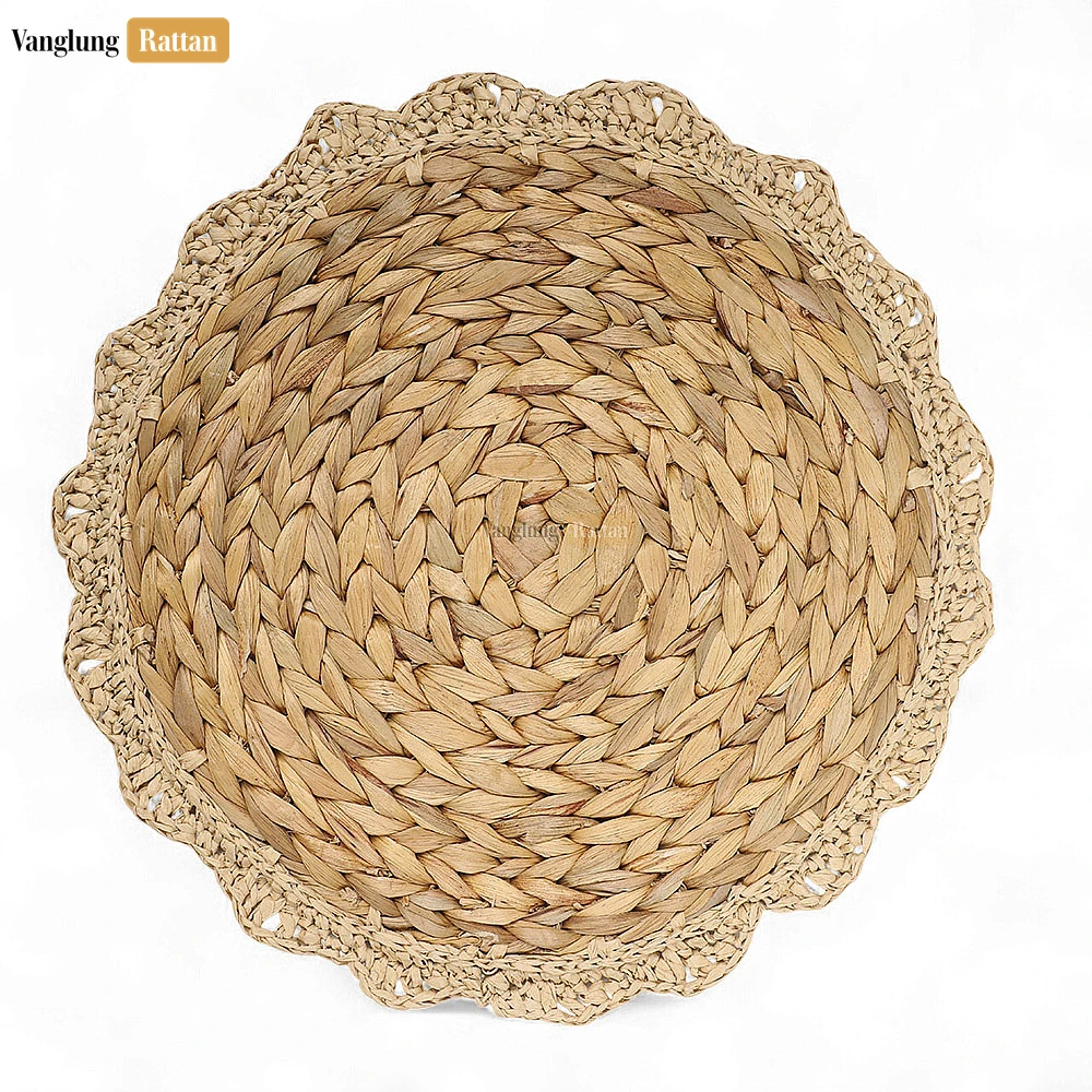 Rattan Export Natural Water Hyacinth Scalloped Edge Placemat - REX-UP081009