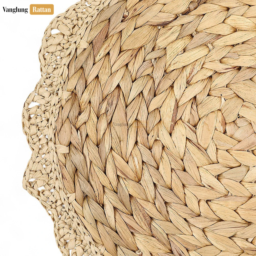 Rattan Export Natural Water Hyacinth Scalloped Edge Placemat - REX-UP081009