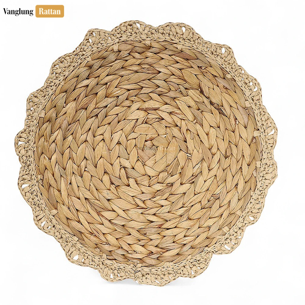 Rattan Export Natural Water Hyacinth Scalloped Edge Placemat - REX-UP081009