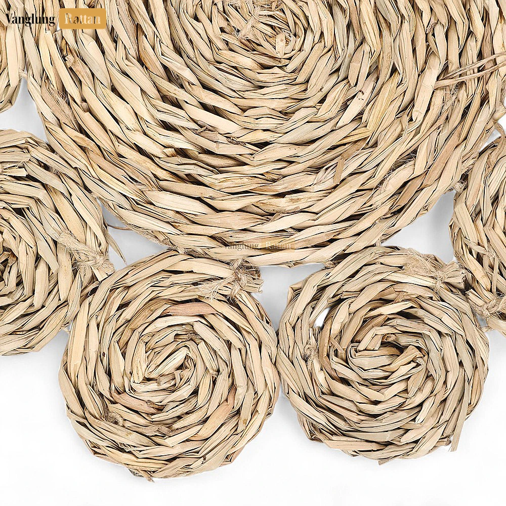 Rattan Export Brown Handwoven Water Hyacinth Placemat - Floral Herringbone Design for Decoration - REX-UP081007-2