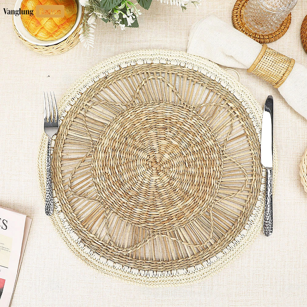 Rattan Export Handwoven Seagrass Star Wall Decor, Round Natural Wicker Hanging - REX-UP092008
