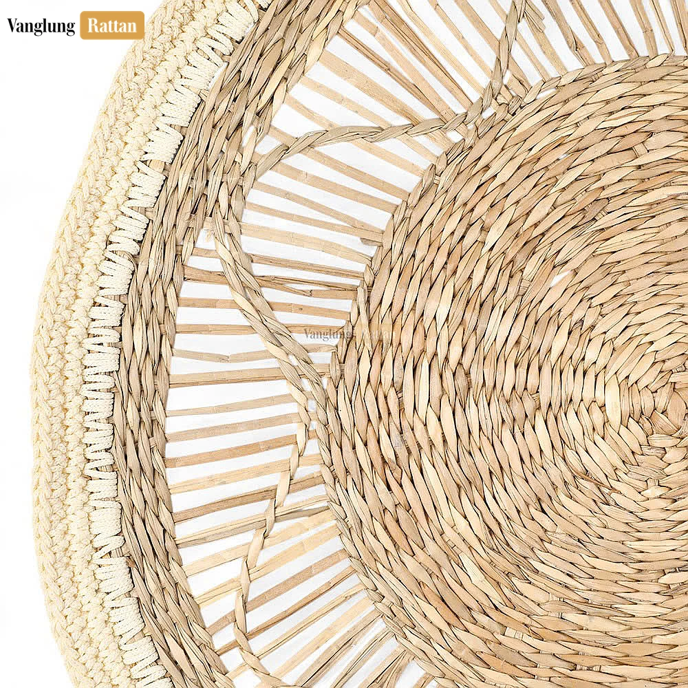 Rattan Export Handwoven Seagrass Star Wall Decor, Round Natural Wicker Hanging - REX-UP092008