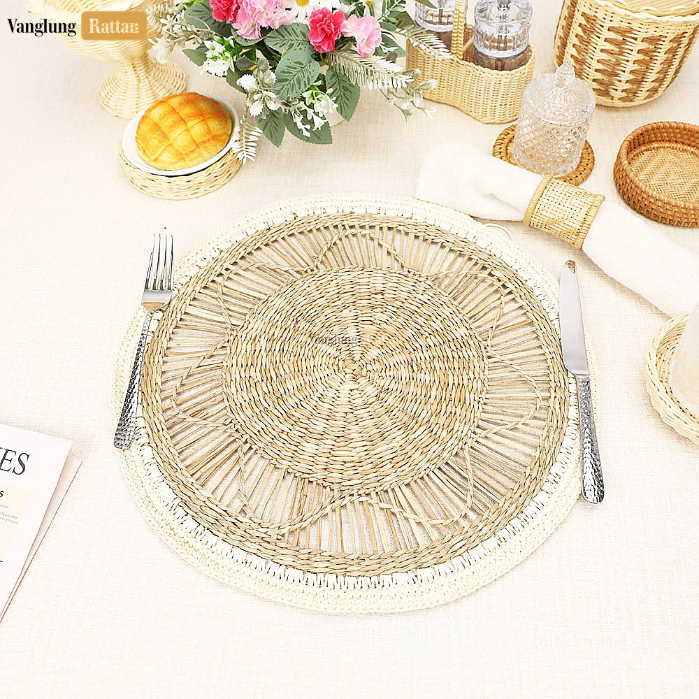 Rattan Export Handwoven Seagrass Star Wall Decor, Round Natural Wicker Hanging - REX-UP092008