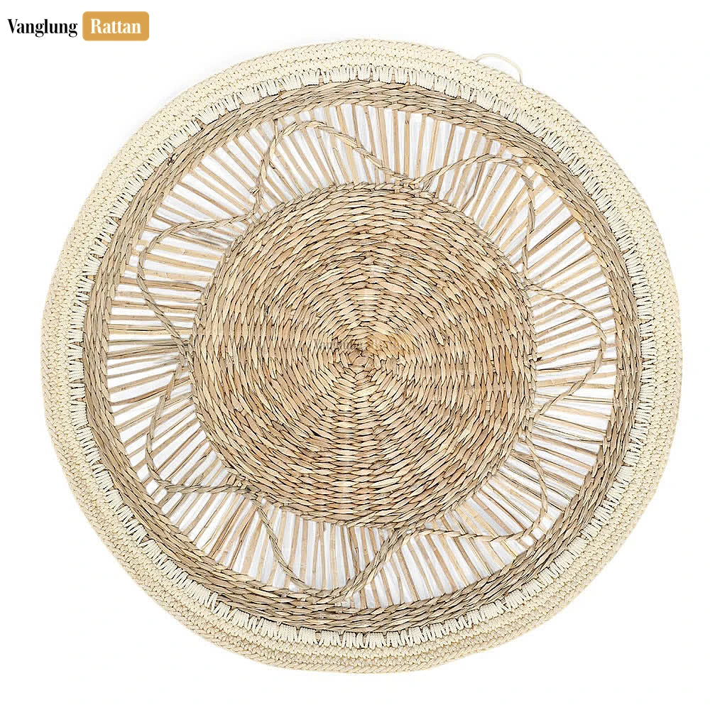 Rattan Export Handwoven Seagrass Star Wall Decor, Round Natural Wicker Hanging - REX-UP092008