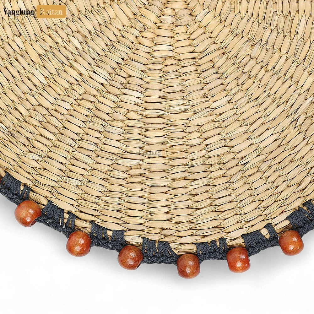 Rattan Export Creative Spiral Round Handicraft Seagrass Placemat for Dinner Decoration - REX-UP092004