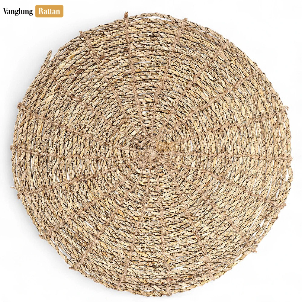 Rattan Export Eco-friendly Spiral Round Handwoven Seagrass Placemat for Decoration - REX-UP092003