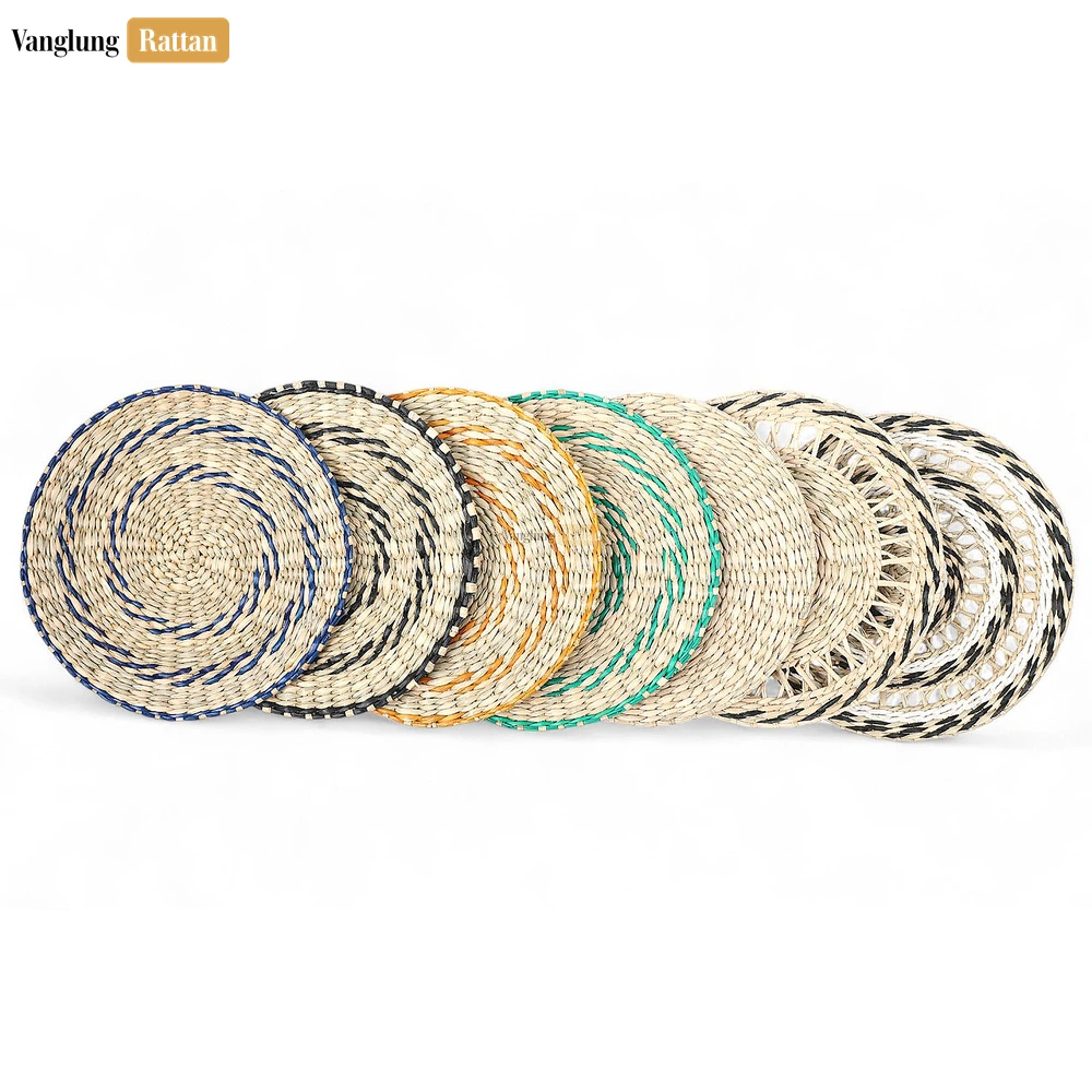 Rattan Export Natural Round Handicraft Seagrass Placemat for Decoration - REX-UP072005