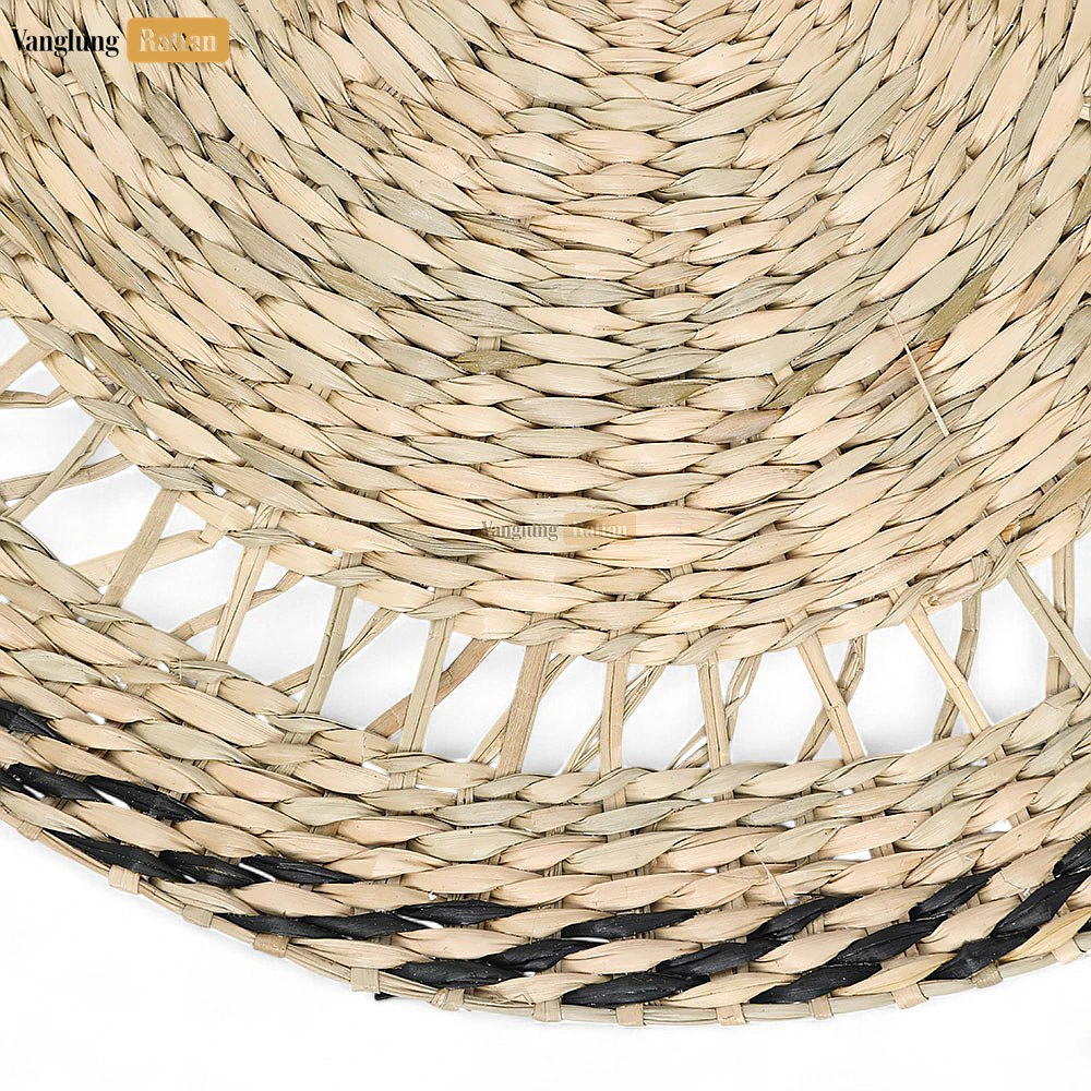 Rattan Export Black Round Shape Handicraft Seagrass Placemat for Decoration - REX-UP072004