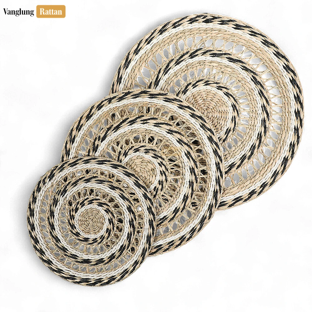 Rattan Export Concentric Circle Round Handicraft Seagrass Placemat for Decoration - REX-UP072003