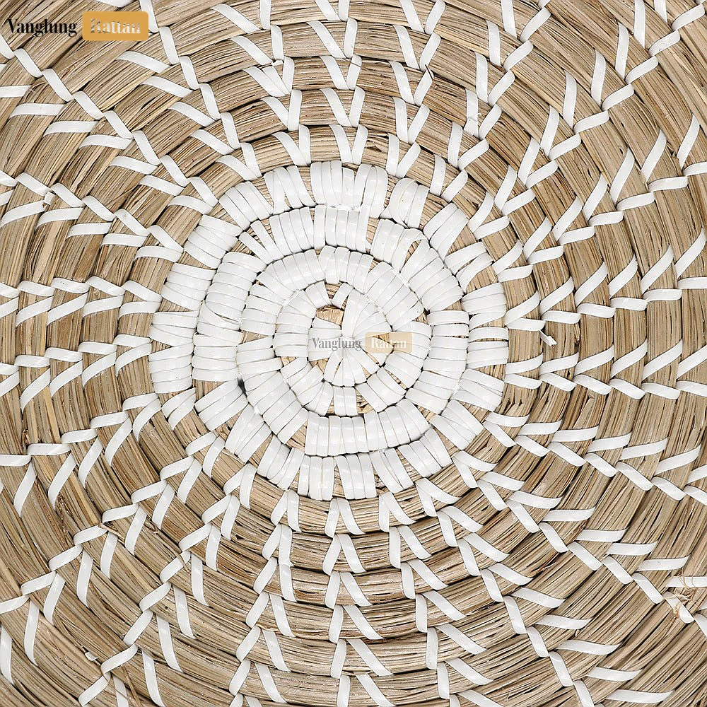 Rattan Export White Brown Spiral Round Handwoven Seagrass Placemat for Decoration - REX-UP071002-2