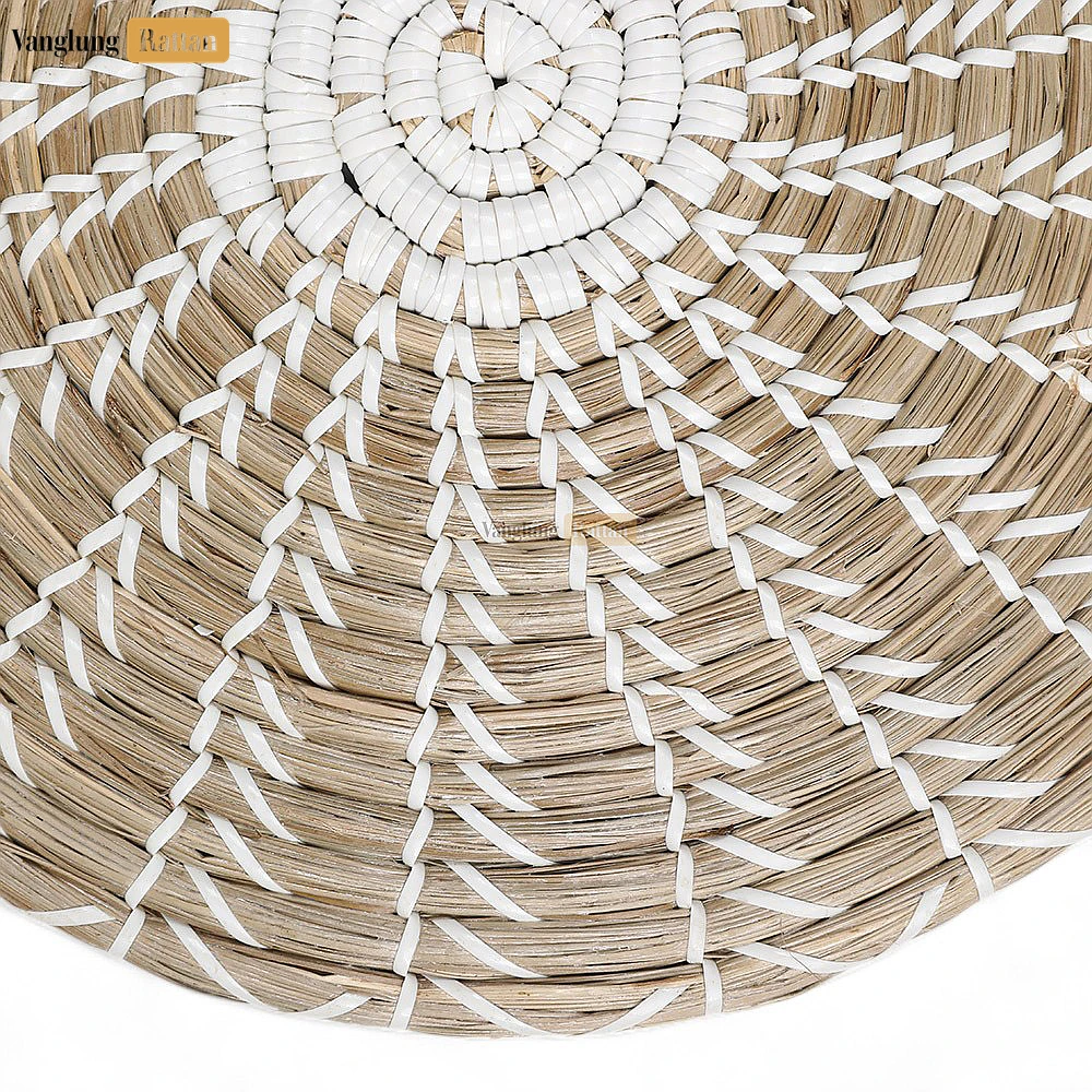 Rattan Export White Brown Spiral Round Handwoven Seagrass Placemat for Decoration - REX-UP071002-2