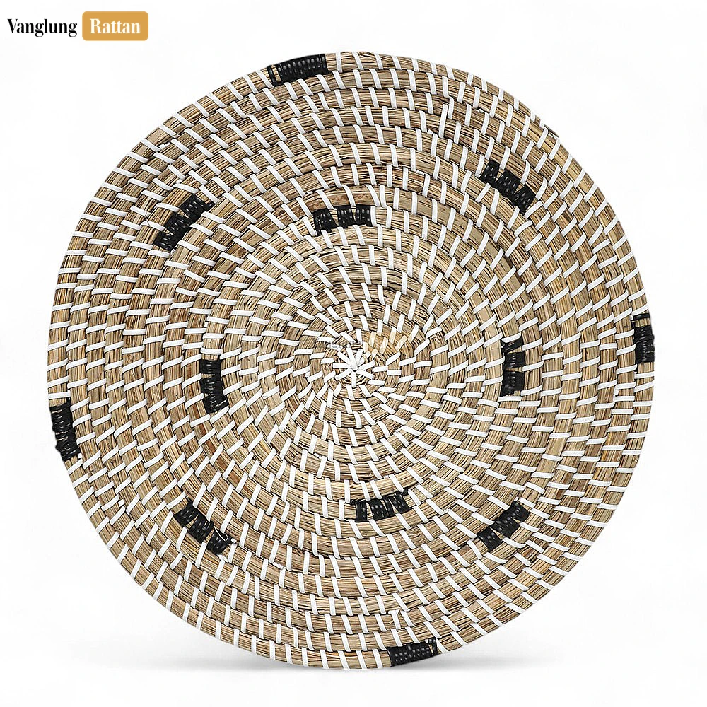 Rattan Export Light Brown Spiral Round Handwoven Seagrass Placemat for Decoration - REX-UP071002-1