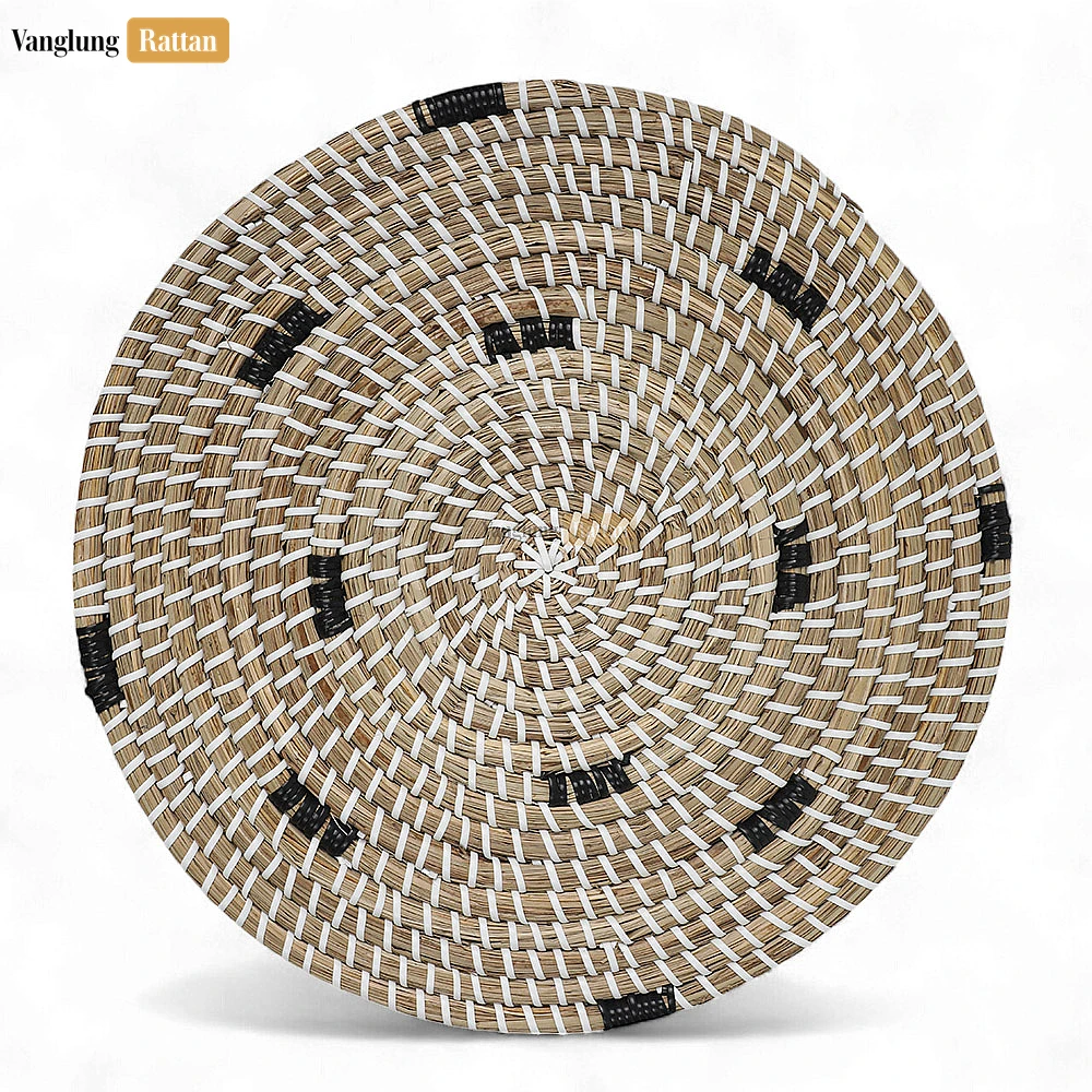 Rattan Export Light Brown Spiral Round Handwoven Seagrass Placemat for Decoration - REX-UP071002-1