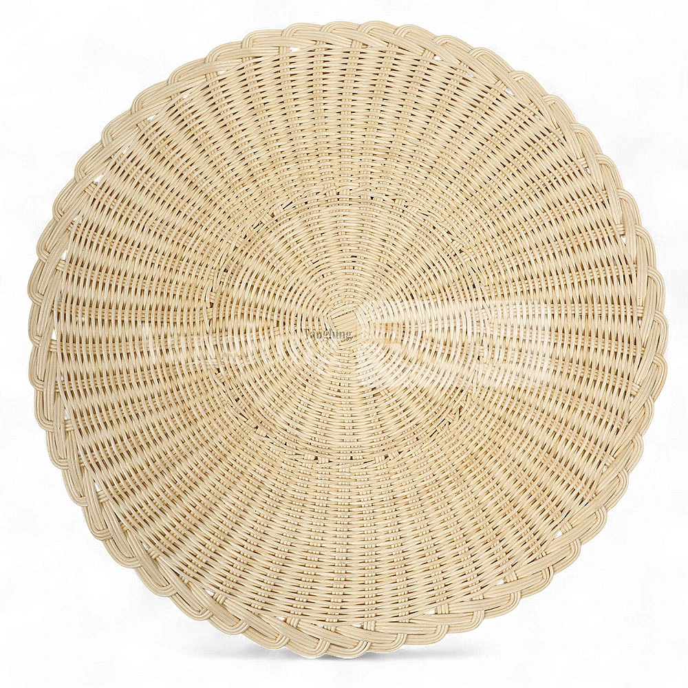 Rattan Export Light Brown Handwoven Round Rattan Placemat for Dinner Decoration - REX-UP032011
