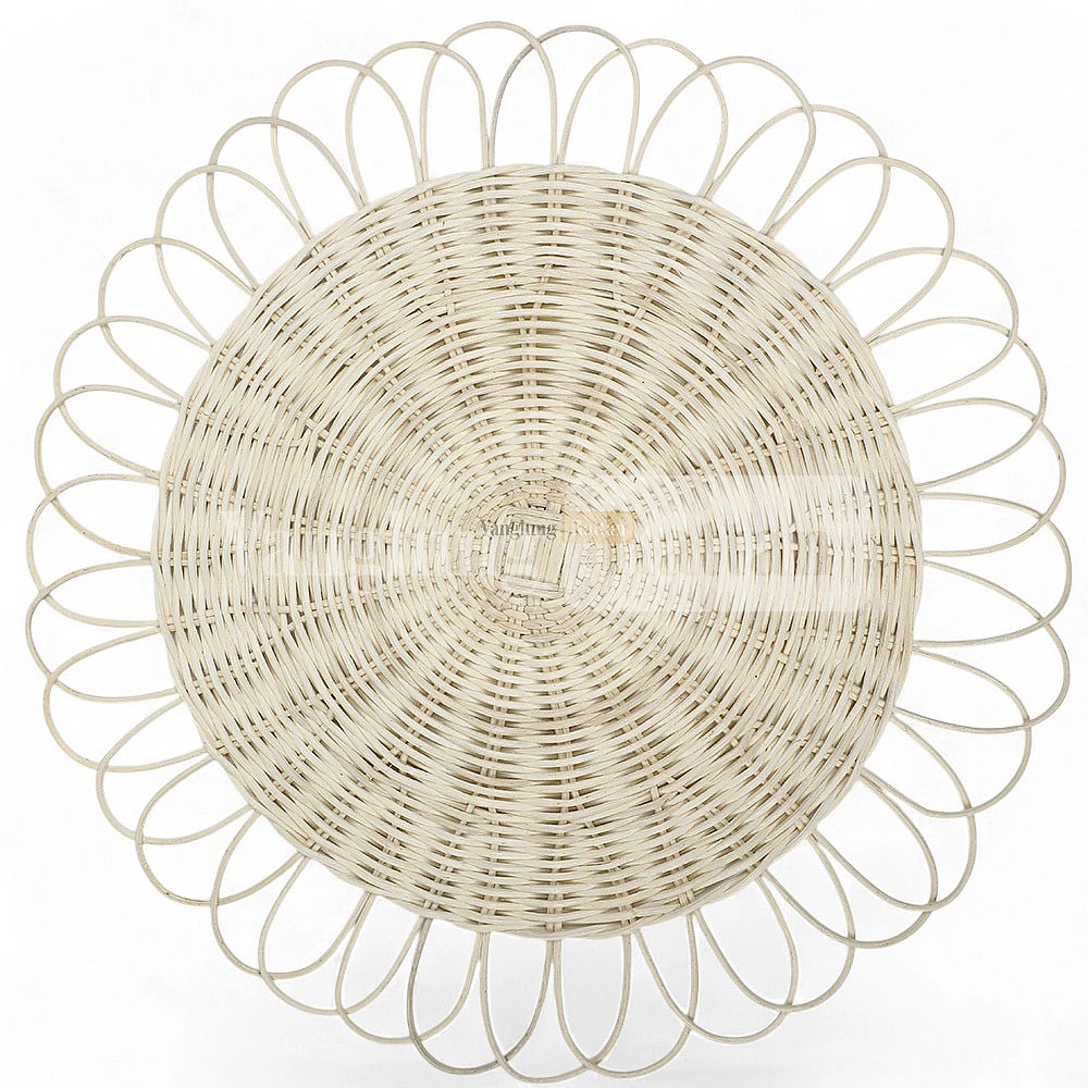 Rattan Export Natural White Handicraft Flower Core Rattan Placemat for Decoration - REX-UP054010