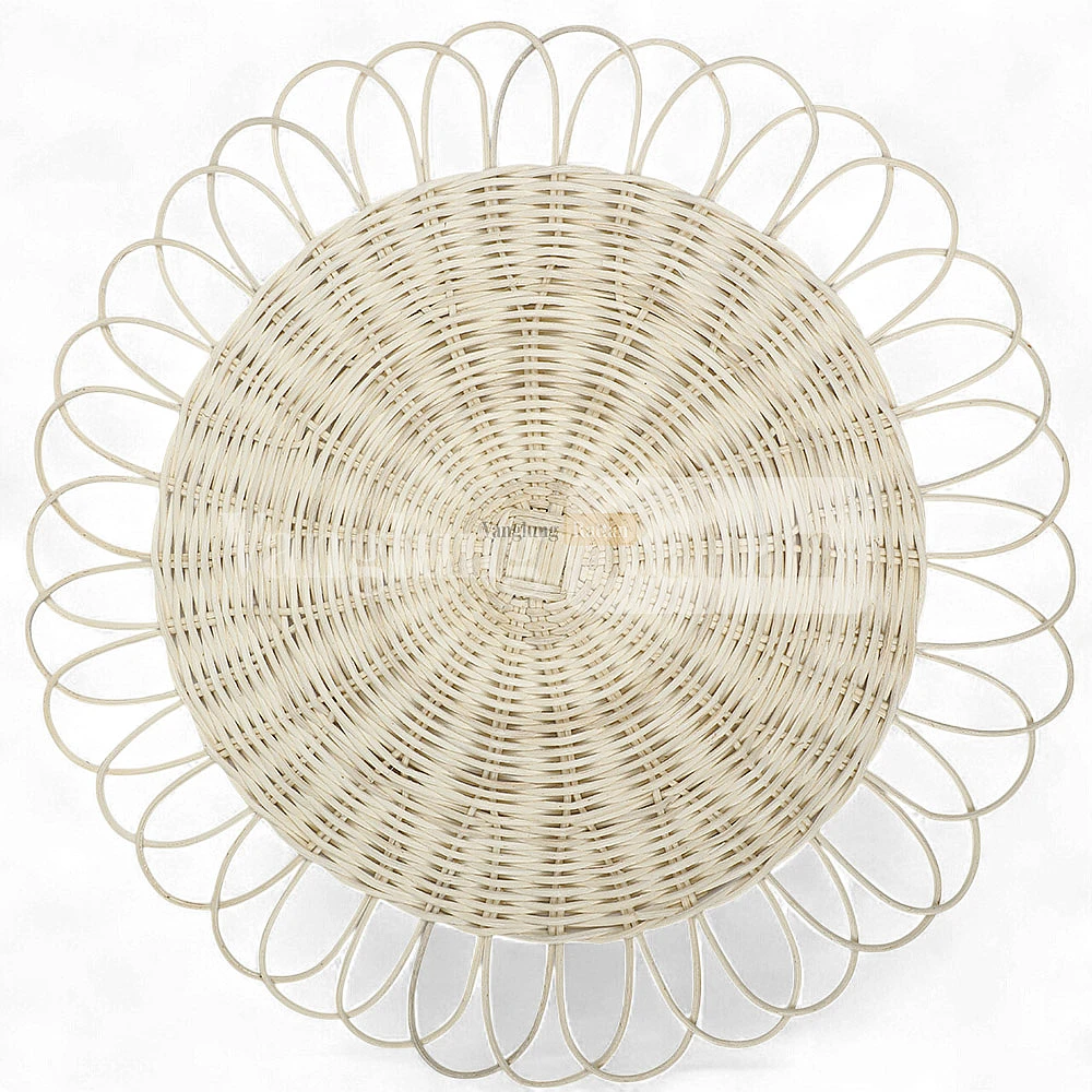 Rattan Export Natural White Handicraft Flower Core Rattan Placemat for Decoration - REX-UP054010