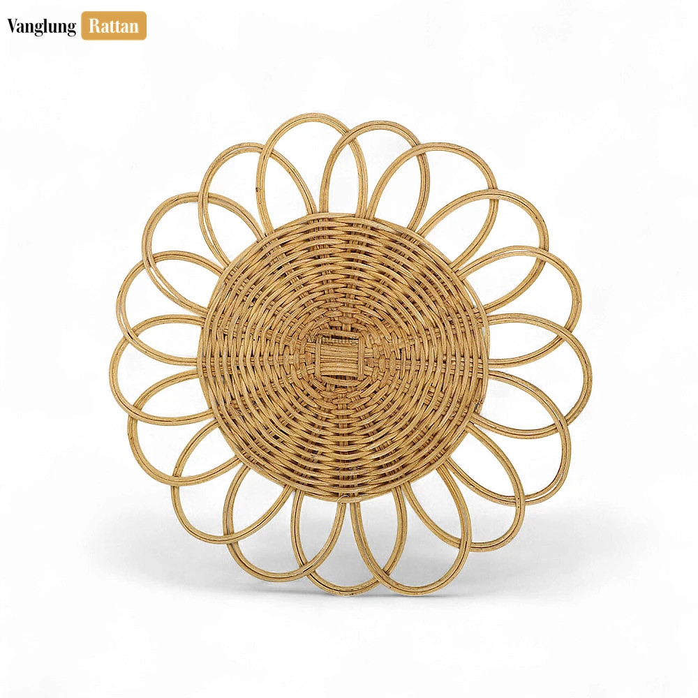 Rattan Export Brown Handicraft Flower Core Rattan Placemat for Decoration - REX-UP054009