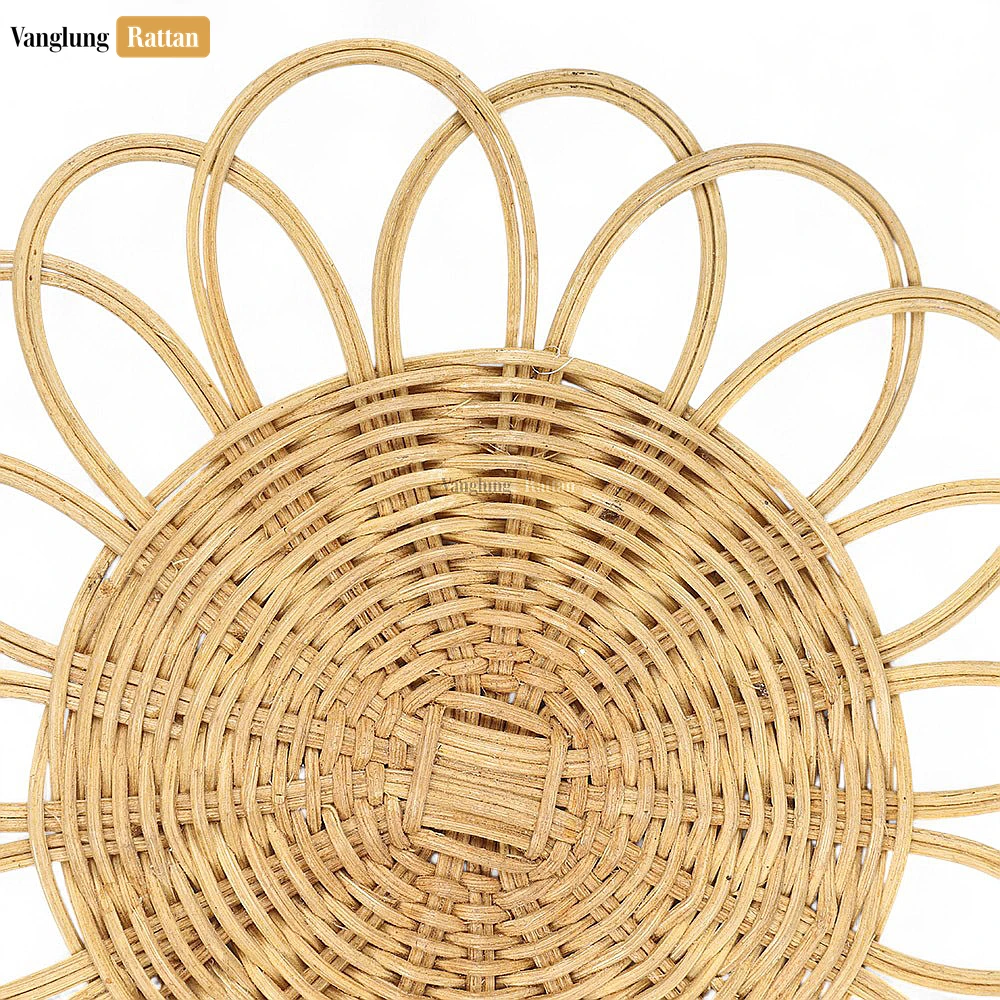 Rattan Export Brown Handicraft Flower Core Rattan Placemat for Decoration - REX-UP054009