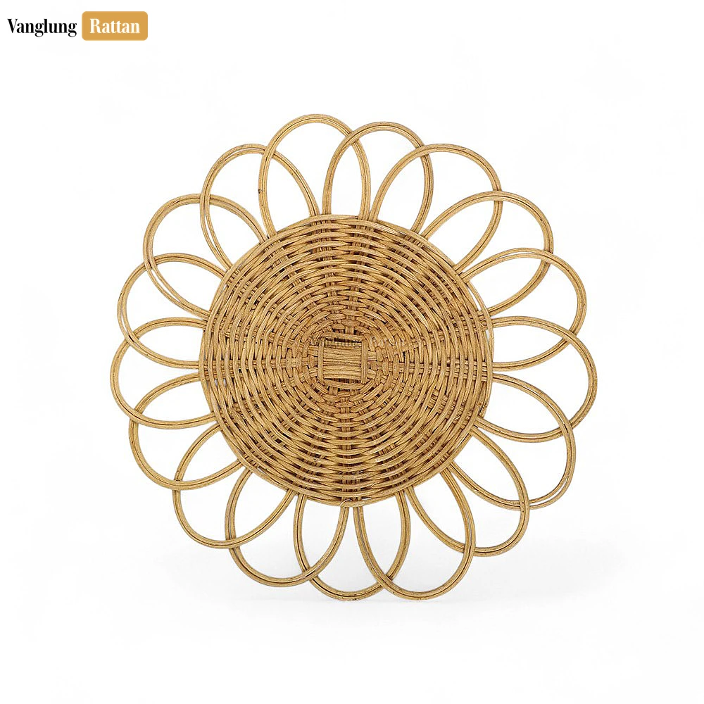 Rattan Export Brown Handicraft Flower Core Rattan Placemat for Decoration - REX-UP054009