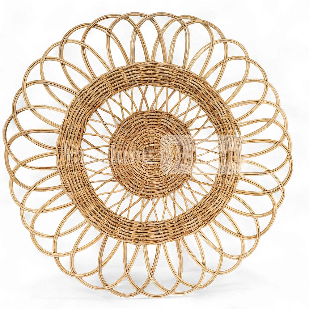 Rattan Export Natural Brown Handwoven Creative Flower Core Rattan Placemat for Decoration - REX-UP054008