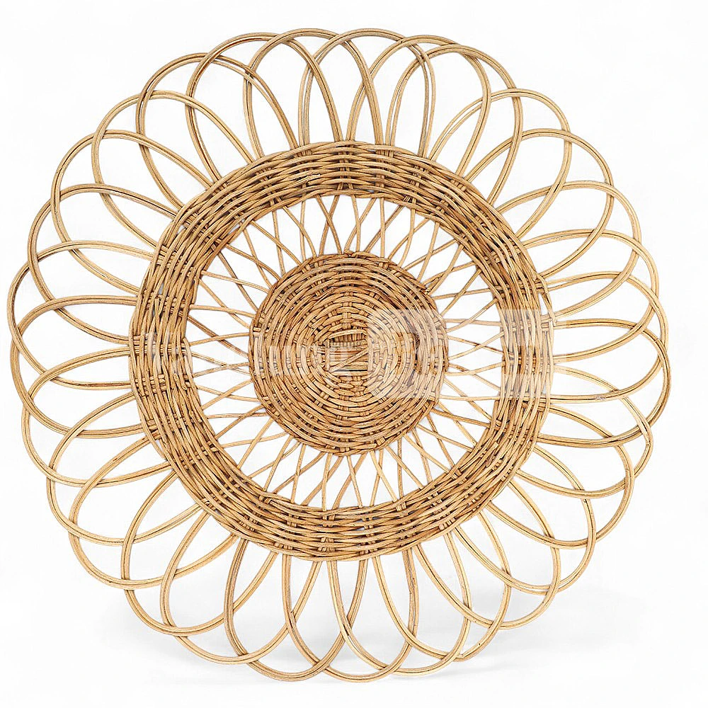 Rattan Export Natural Brown Handwoven Creative Flower Core Rattan Placemat for Decoration - REX-UP054008