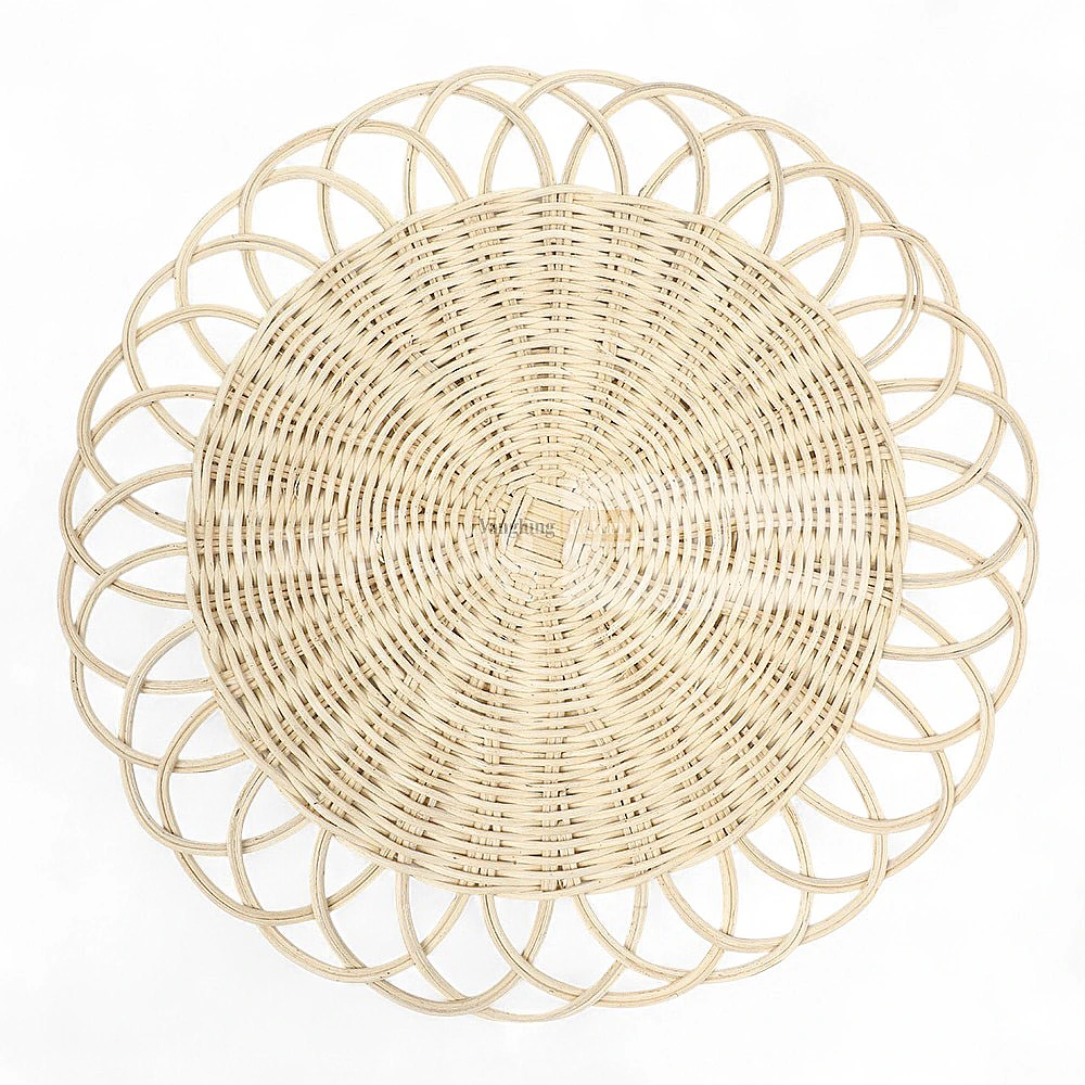 Rattan Export Natural White Handwoven Round Core Rattan Placemat for Dinner Decoration - REX-UP054007