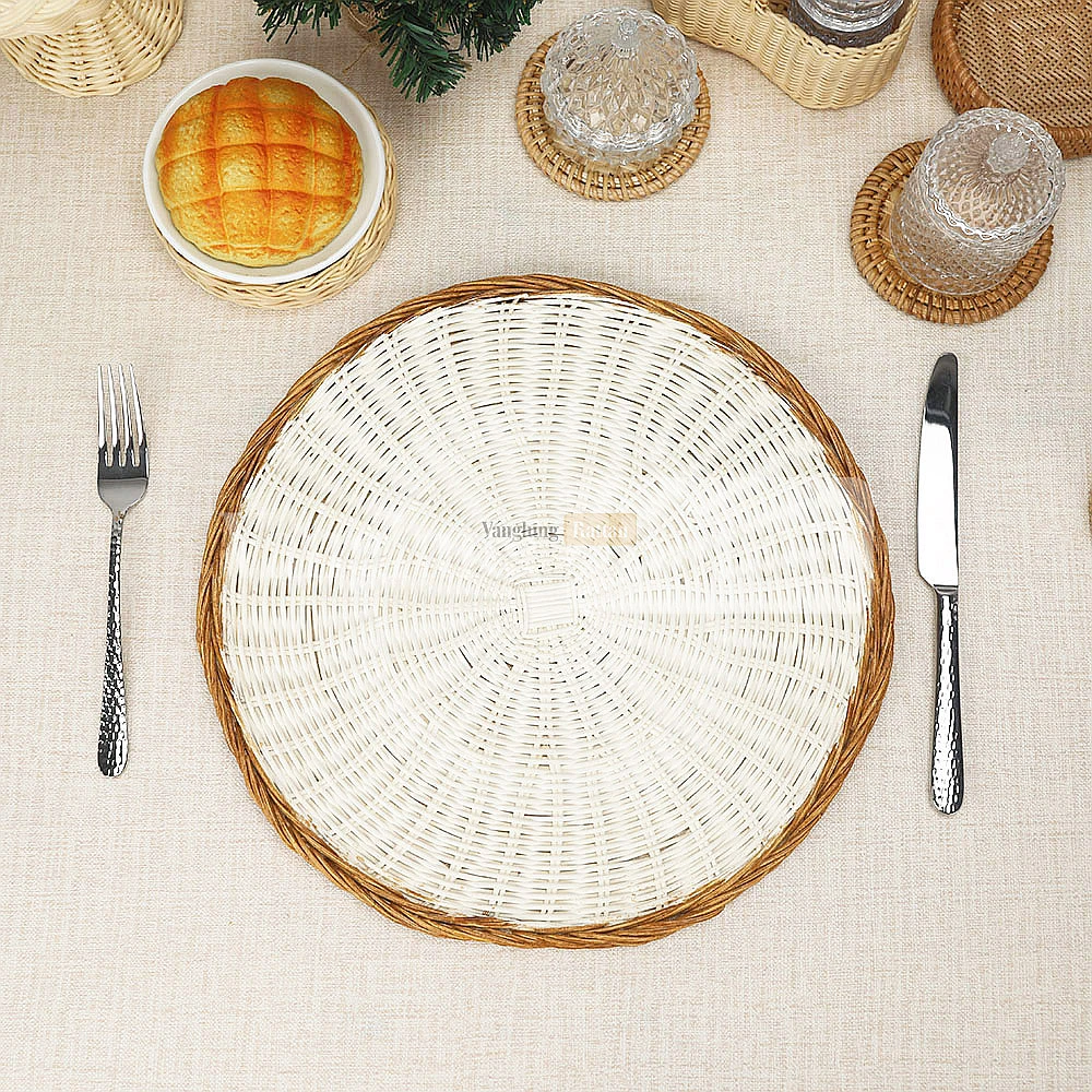 Rattan Export White Wash High Quality Handwoven Round Core Rattan Placemat - REX-UP054006