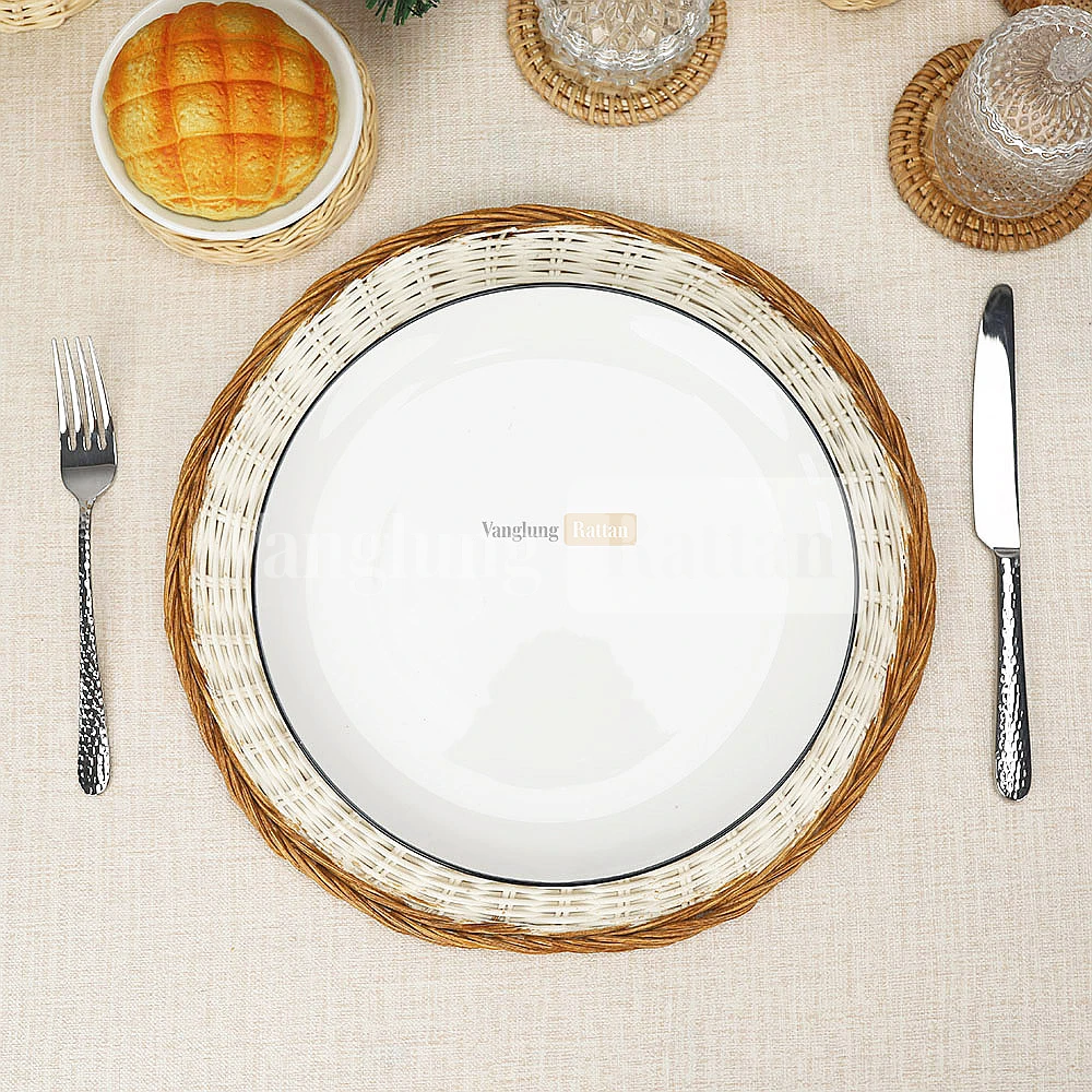 Rattan Export White Wash High Quality Handwoven Round Core Rattan Placemat - REX-UP054006
