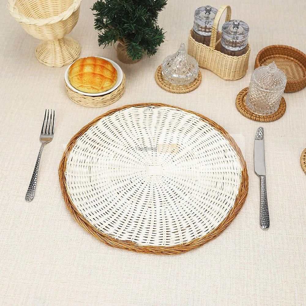Rattan Export White Wash High Quality Handwoven Round Core Rattan Placemat - REX-UP054006