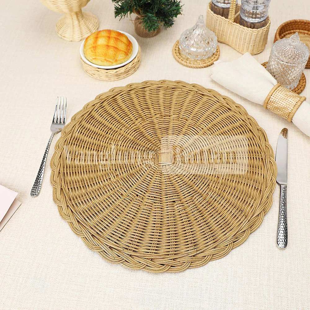 Rattan Export Natural Brown Handwoven Round Core Rattan Placemat for Dinner Decoration - REX-UP054005