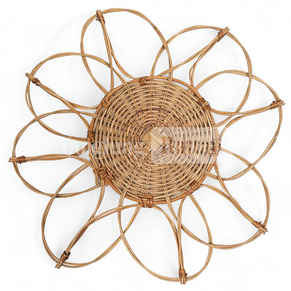 Rattan Export Brown Handicraft Flower Core Rattan Placemat for Decoration - REX-UP054004