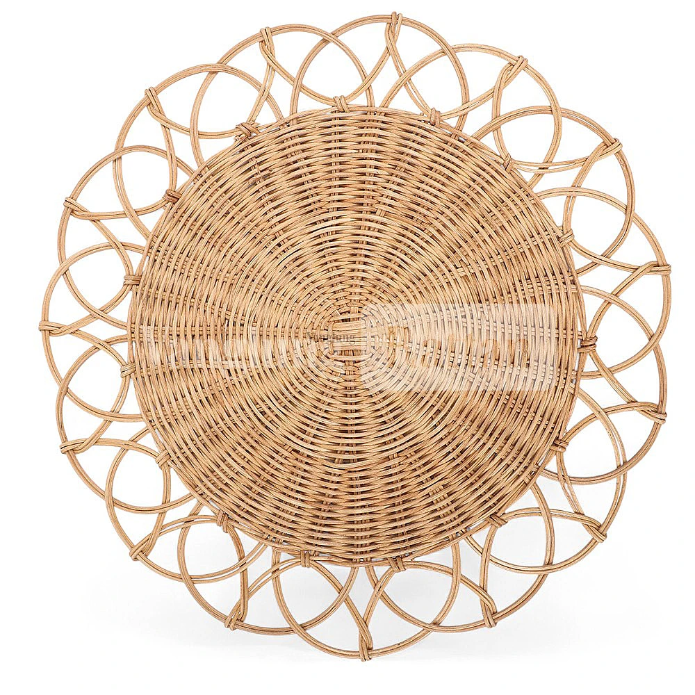 Rattan Export Light Brown Handwoven Flower Core Rattan Placemat for Decoration - REX-UP054003