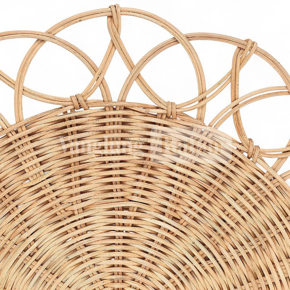 Rattan Export Light Brown Handwoven Flower Core Rattan Placemat for Decoration - REX-UP054003