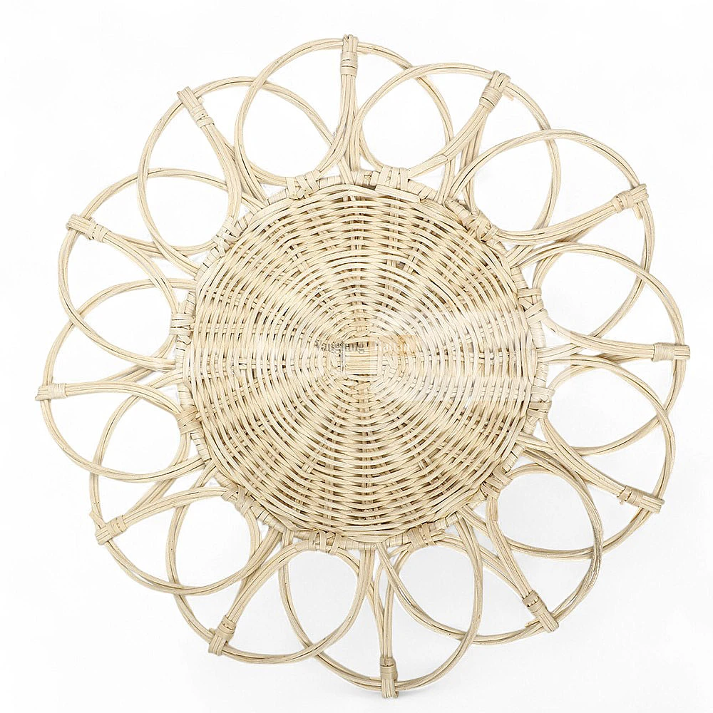Rattan Export Natural White Handwoven Flower Core Rattan Placemat for Decoration - REX-UP054002-White