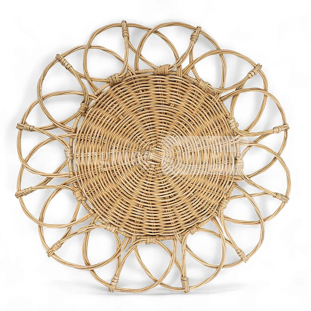 Rattan Export Light Brown Handwoven Flower Core Rattan Placemat for Decoration - REX-UP054002