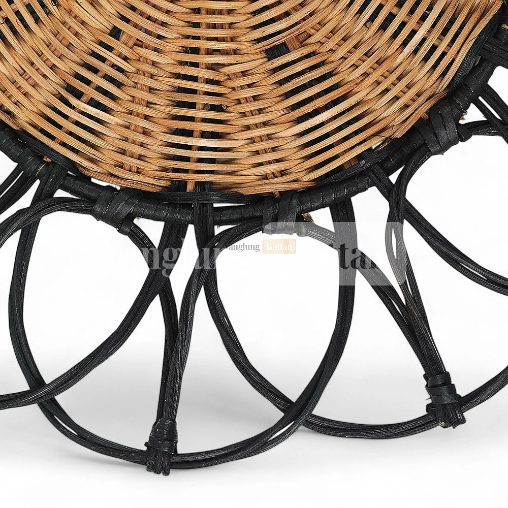 Rattan Export Black Brown Handwoven Creative Flower Rattan Placemat for Decoration - REX-UP054001