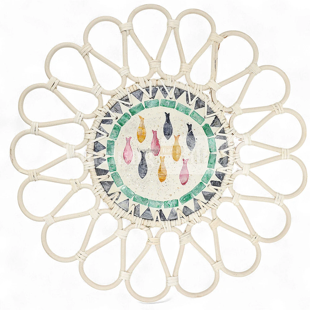 Rattan Export Natural White Handicraft Mother of Pearl Rattan Placemat - REX-UP053003-12