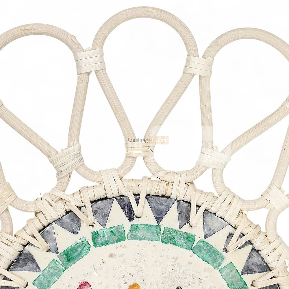 Rattan Export Natural White Handicraft Mother of Pearl Rattan Placemat - REX-UP053003-12