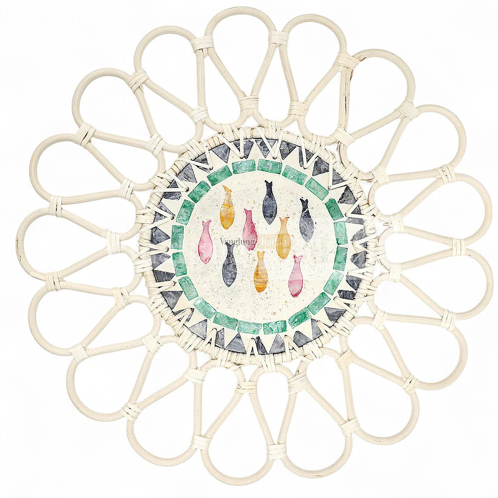 Rattan Export Natural White Handicraft Mother of Pearl Rattan Placemat - REX-UP053003-12