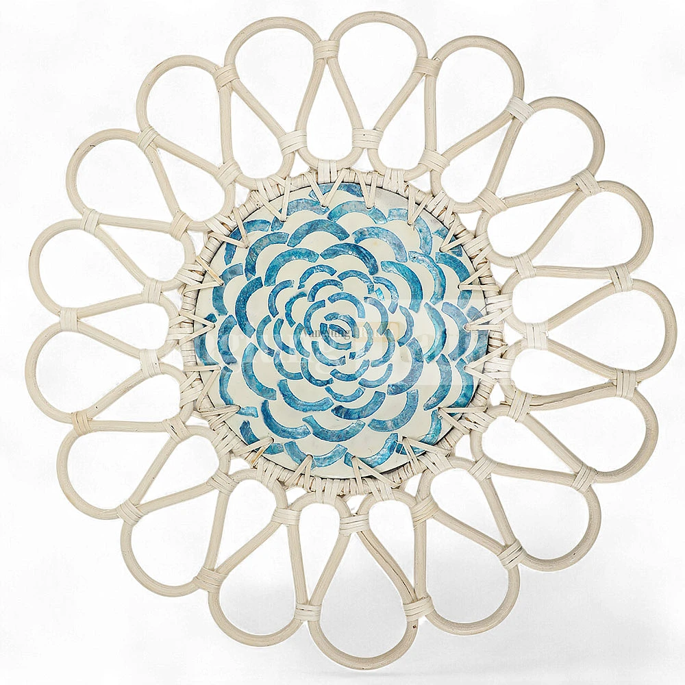 Rattan Export Traditional Handicraft Mother of Pearl Rattan Placemat for Decoration - REX-UP053003-11