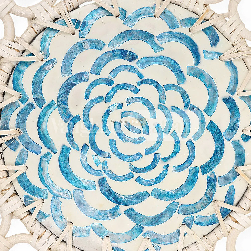 Rattan Export Traditional Handicraft Mother of Pearl Rattan Placemat for Decoration - REX-UP053003-11