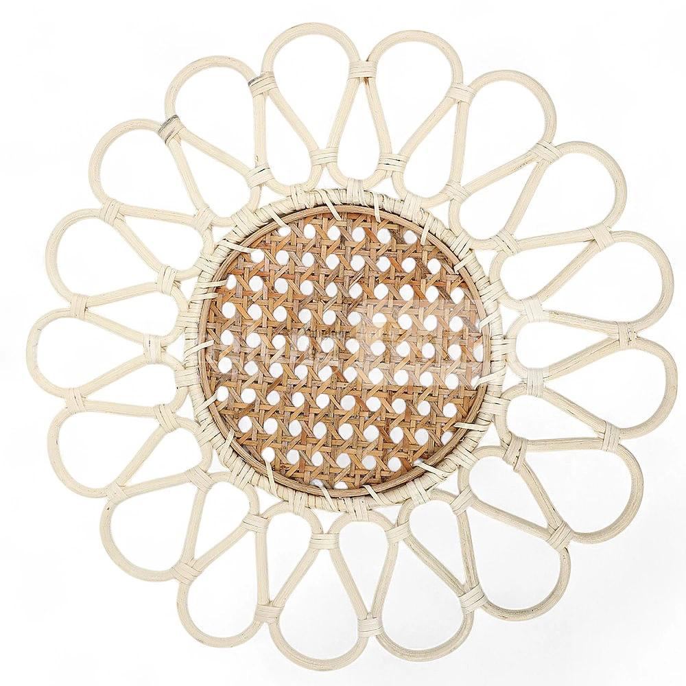 Rattan Export White Brown Handicraft Cane Mesh Flower Rattan Placemat - REX-UP053003-8