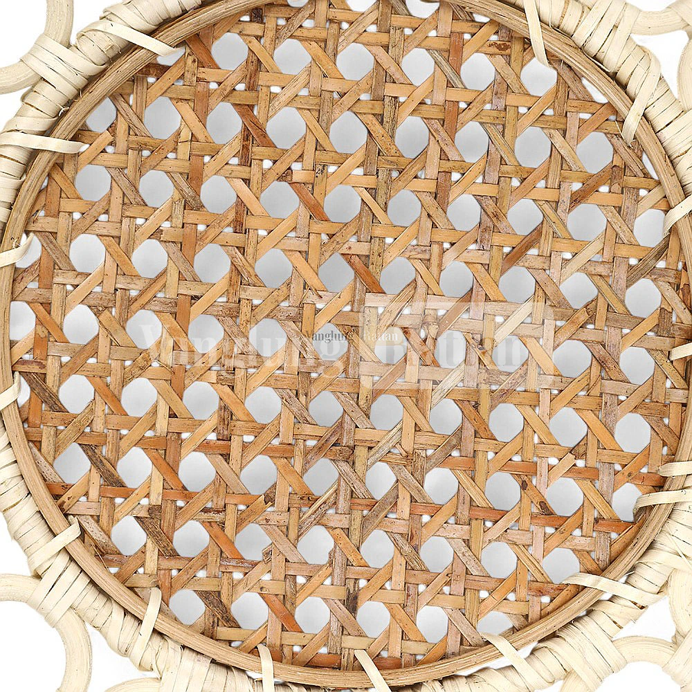 Rattan Export White Brown Handicraft Cane Mesh Flower Rattan Placemat - REX-UP053003-8